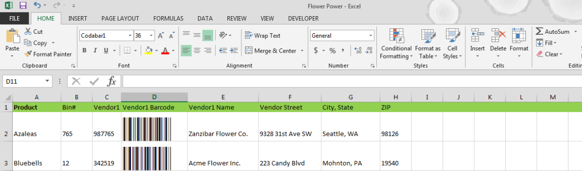 Codabar barcodes for Visual Basic