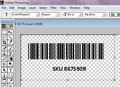 Code 39 barcode in Adobe Photoshop