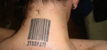 neck barcode tattoo