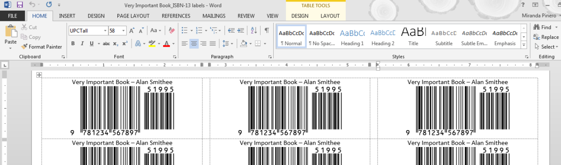 barcodes in microsoft word labels