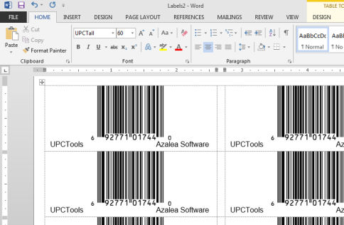 UPC barcode labels